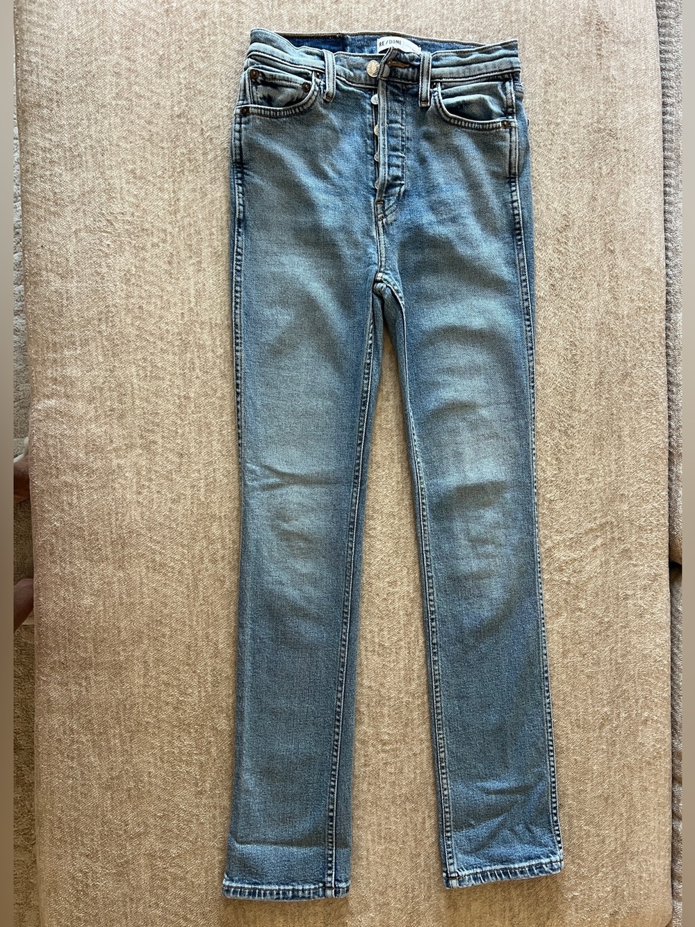 RE/DONE Double Needle Long /  Hazey Indigo Wash Jeans Size 25 Style#: 180-3WDNLL